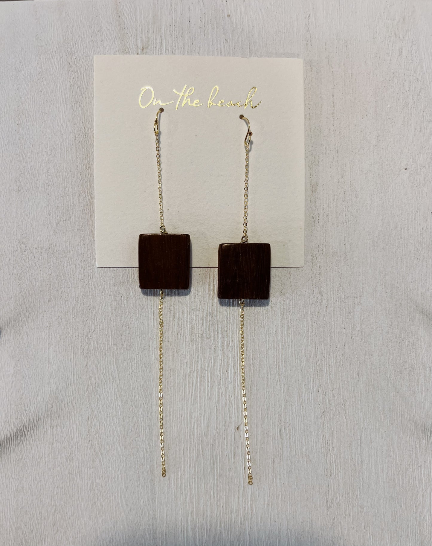 On the beach - wood earrings