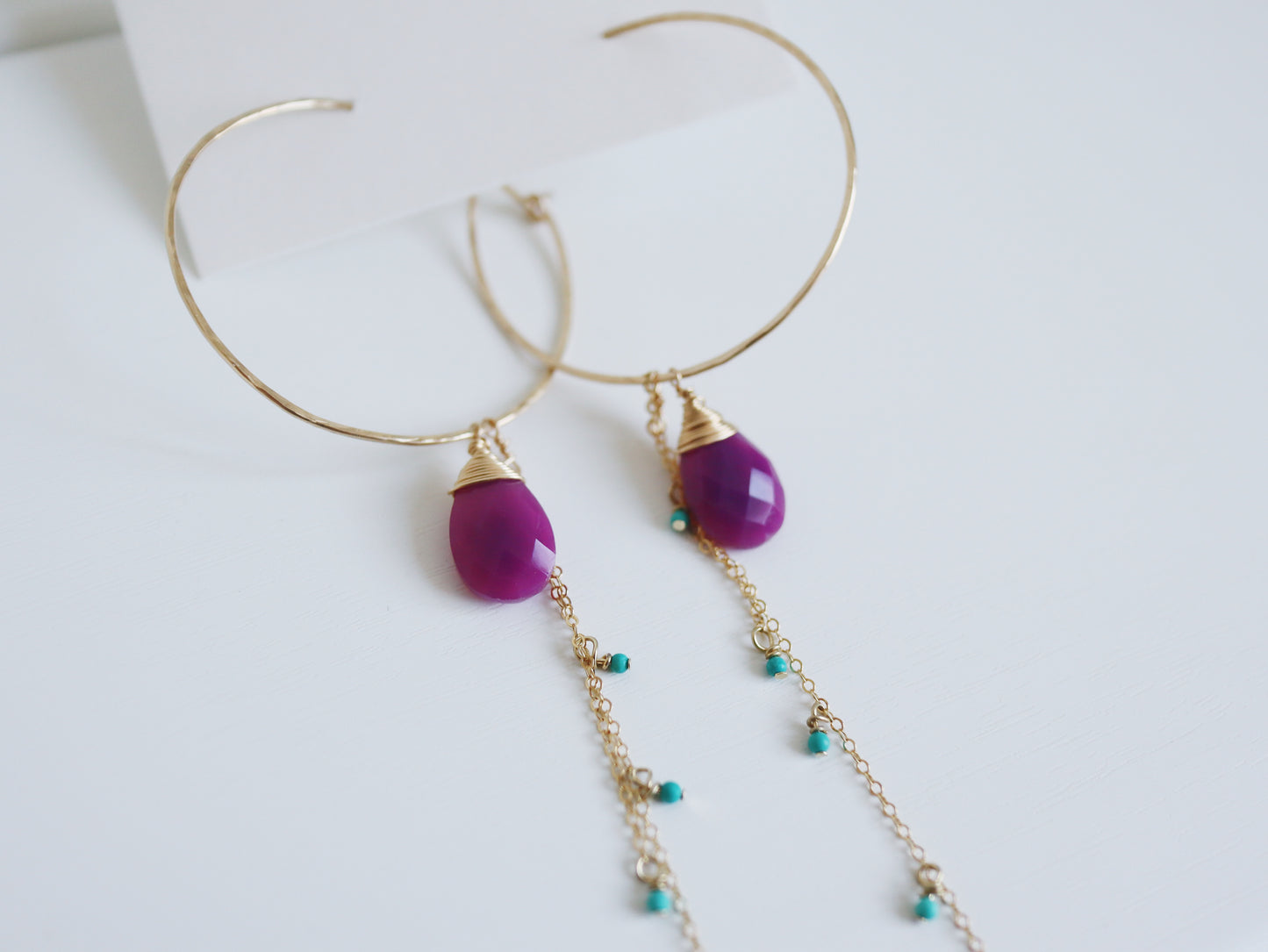 On the beach - Hoop chain earrings (14gf)