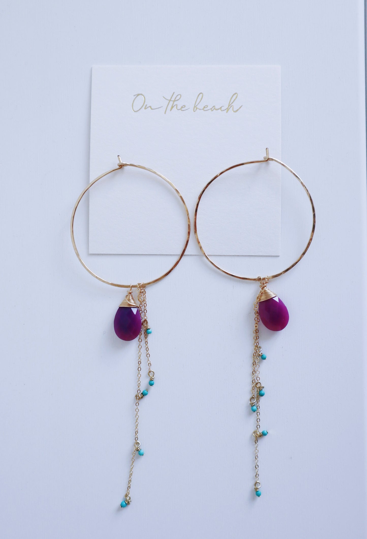 On the beach - Hoop chain earrings (14gf)