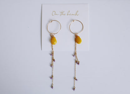 On the beach - chain earrings (14gf)