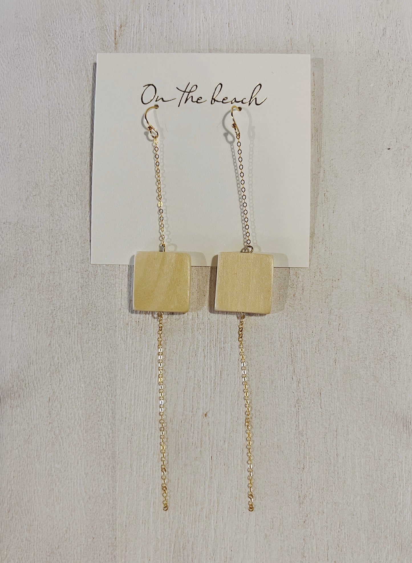 On the beach - wood earrings