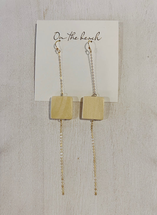 On the beach - wood earrings