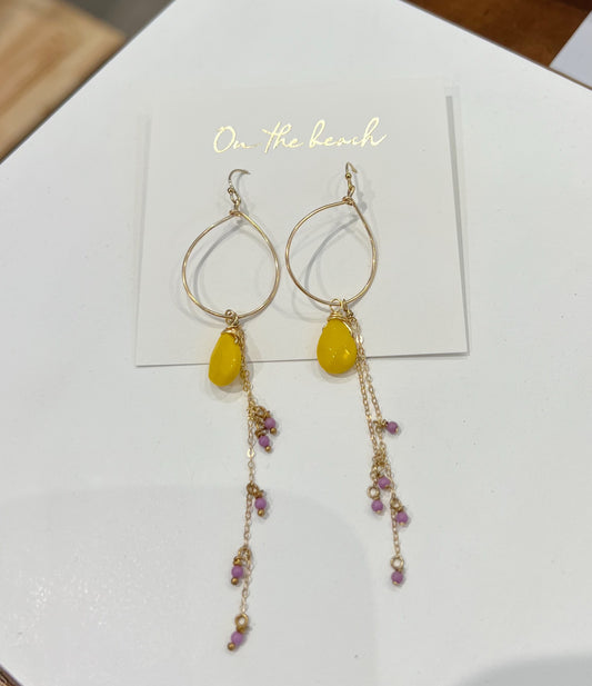 OB271- stone chain earrings