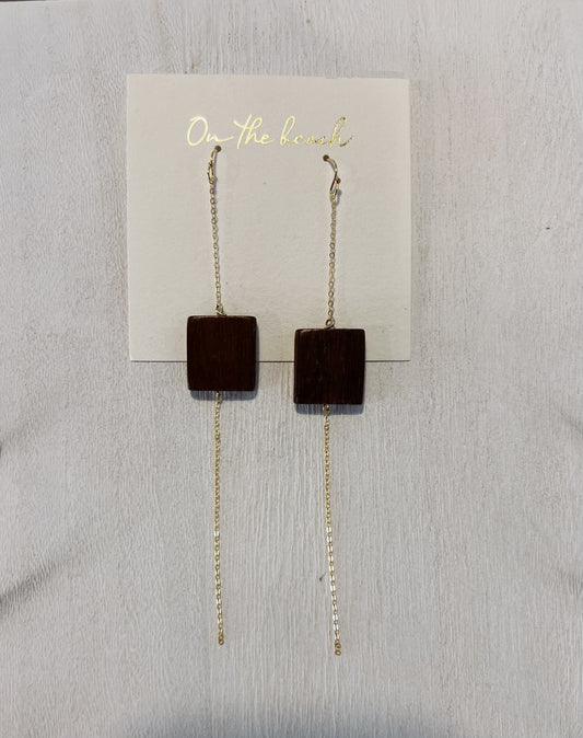 On the beach - wood earrings