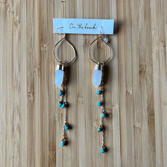 On The Beach - Moon stone earrings OB219