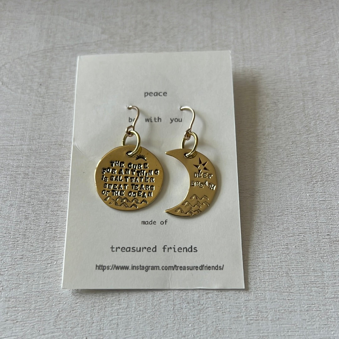 TF Sea medal & Moon Earrings- Gold -